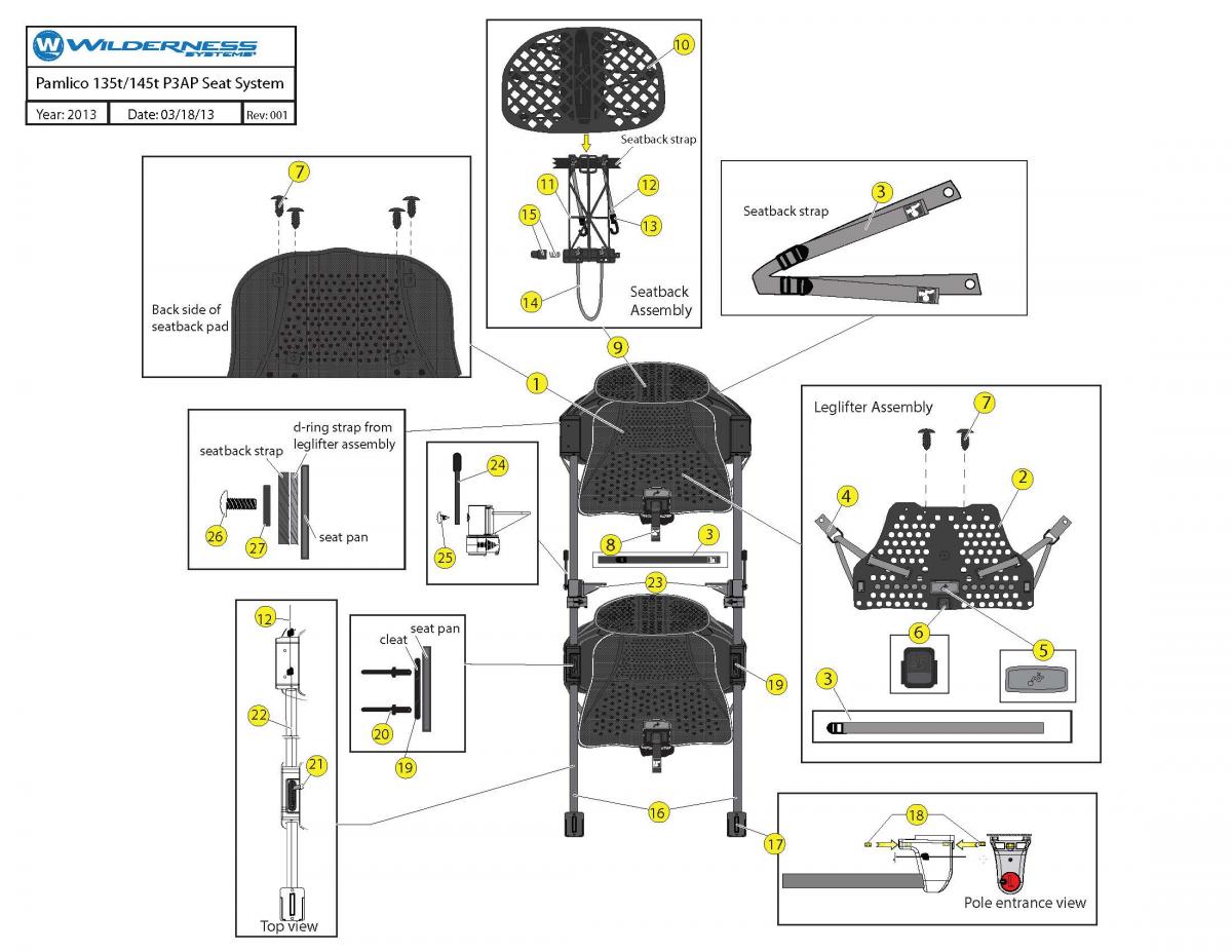 Pamlico 135t/145t P3AP Seat System schematic 